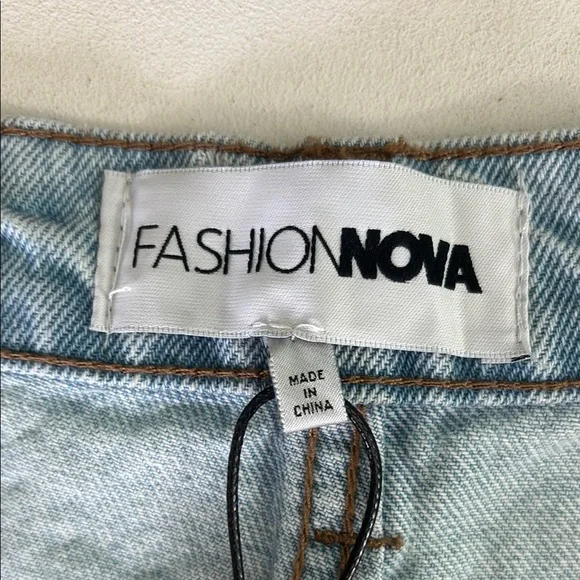 Fashion Nova Blue Straight Leg Jeans with Vintage Distressing - Picture 11 of 16